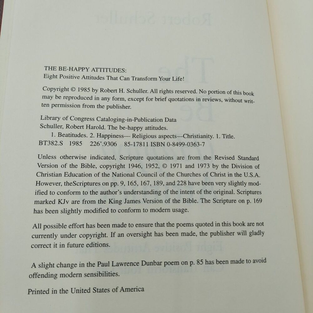 The Be Happy Attitudes Robert H. Schuller 1985 Bonded Leather - Picture 9 of 9
